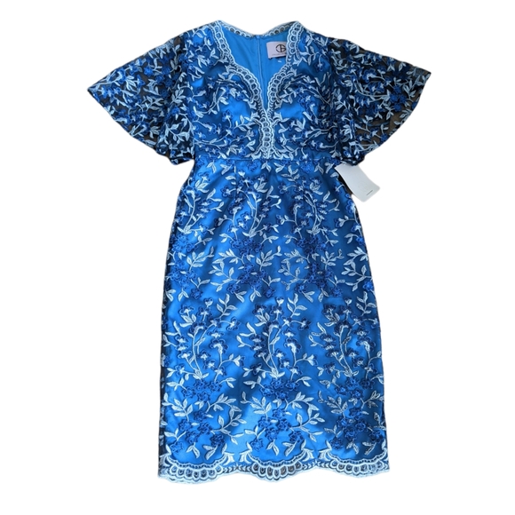 New JS Collections embroidered floral midi dress - Picture 1 of 15